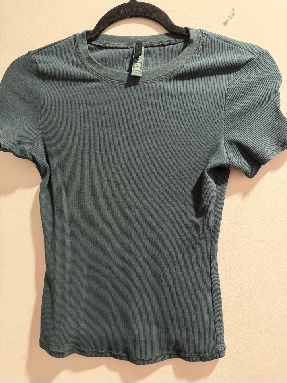 SKIMS Ribbed Short Sleeve Crew Tee in Teal